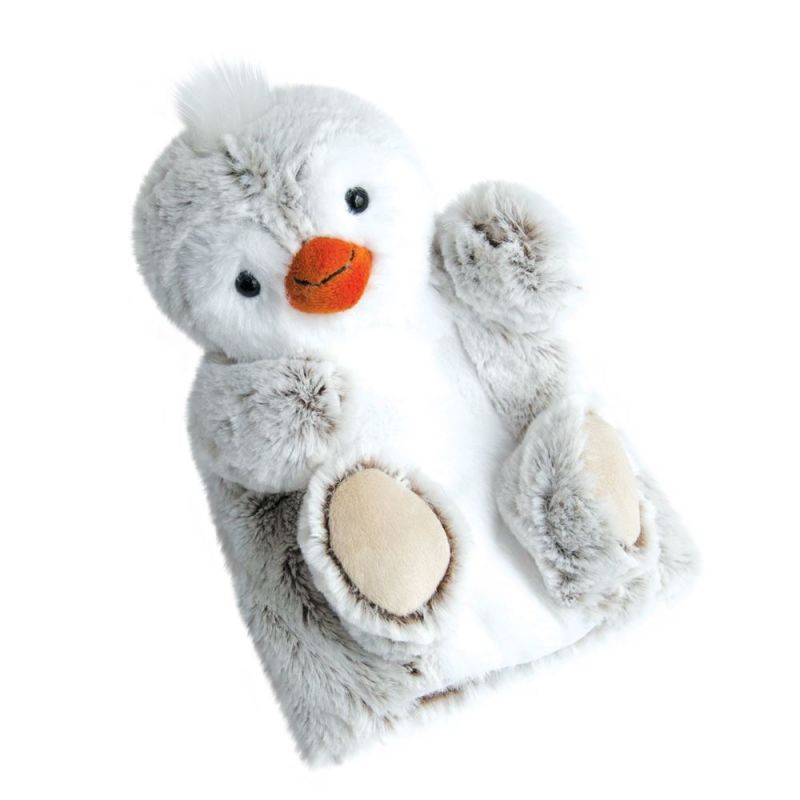  douce marionnette pingouin blanc gris 25 cm 